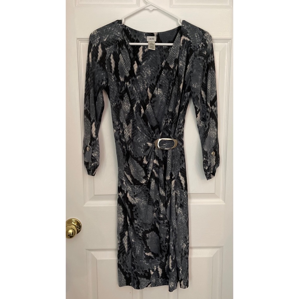 Cache dress with silver hardware accents